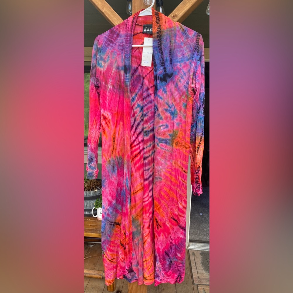Extra Long Ty-Dyed Cardigan